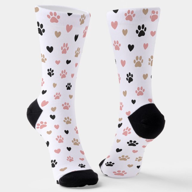 Chaussette Chaussettes Cute Paw Prints & Hearts – Cadeau pour (Angulaire)