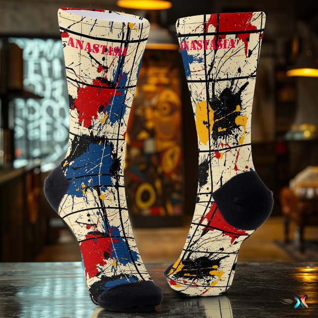Chaussette Chaussettes d'art éclatantes avec design abstrait  (Créateur téléchargé)