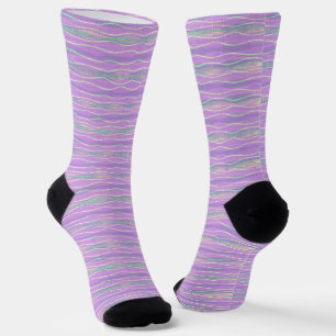 Chaussette Chaussettes d'art en bande violet et vert