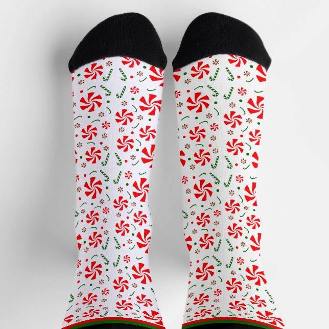 Chaussette Chaussettes de bonbons à la menthe de Noël (Haut)