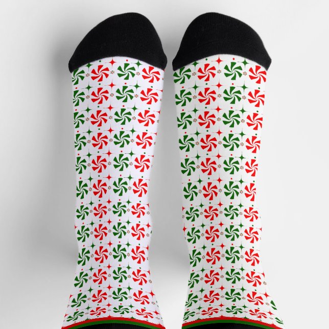 Chaussette Chaussettes de bonbons à la menthe de Noël (Haut)