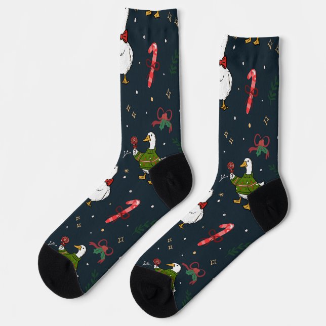 Chaussette Chaussettes de canards de Noël mignons (Gauche)
