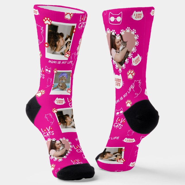 Chaussette Chaussettes de chat personnalisées avec photo - An (Angulaire)