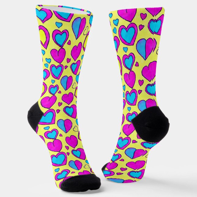 Chaussette Chaussettes de coeur bleu et rose (Angulaire)