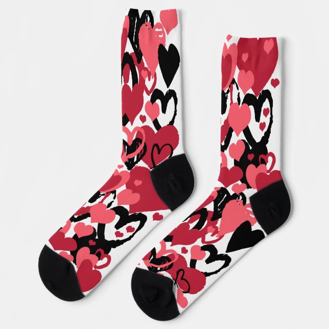 Chaussette chaussettes de coeur noir rose (Gauche)