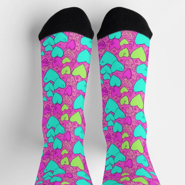 Chaussette Chaussettes de coeur pourpres et vertes (Haut)