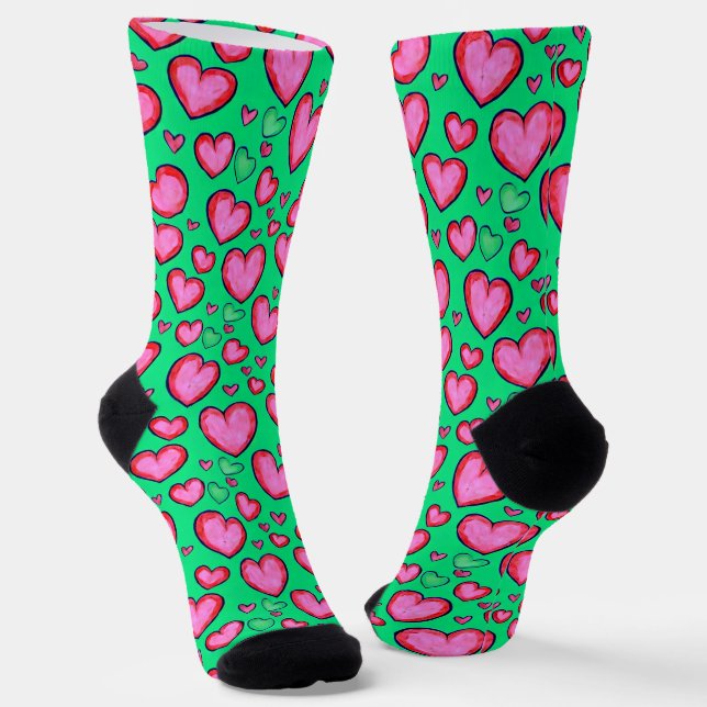Chaussette Chaussettes de coeur Red Doodle (Angulaire)