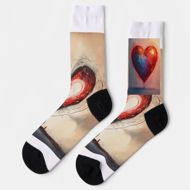 Chaussette Chaussettes de conception de tatouage cardiaque un (Gauche)