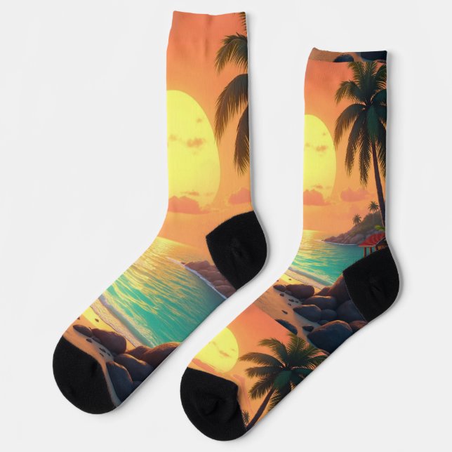 Chaussette chaussettes de coucher de soleil tropical (Gauche)