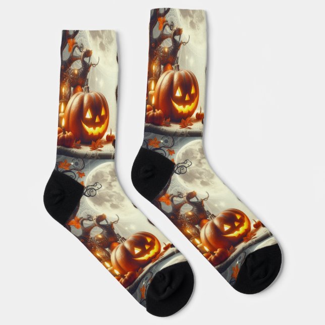 Chaussette Chaussettes de crew avec impression de citrouille  (Droite)