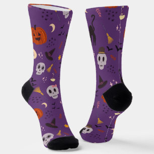 Chaussette Chaussettes de crew Halloween – Crânes, citrouille