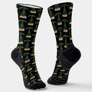 Chaussette Chaussettes de crew noires à sapin de Noël