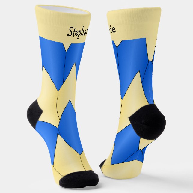Chaussette Chaussettes de design Art Déco bleu jaune (Angulaire)