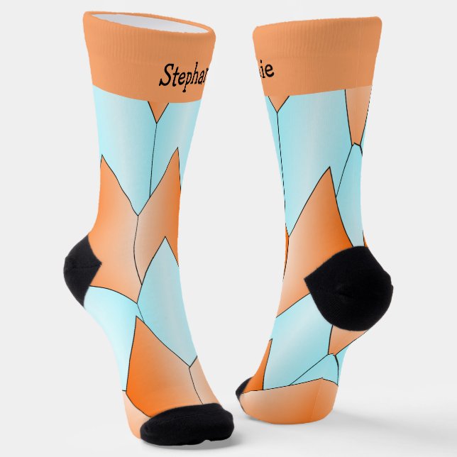 Chaussette Chaussettes de design Art Déco bleu orange (Angulaire)
