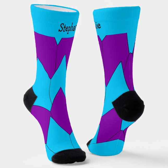 Chaussette Chaussettes de design Art Déco bleu violet (Angulaire)