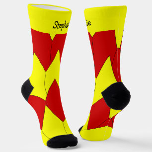 Chaussette Chaussettes de design Art Déco jaune rouge
