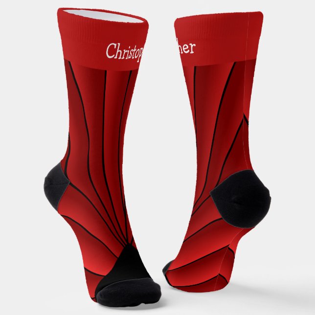 Chaussette Chaussettes de design Art Déco rouge (Angulaire)