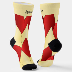 Chaussette Chaussettes de design Art Déco Rouge Jaune