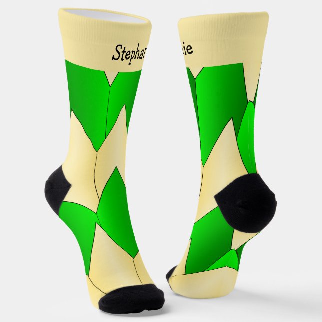 Chaussette Chaussettes de design Art Déco Vert Jaune (Angulaire)
