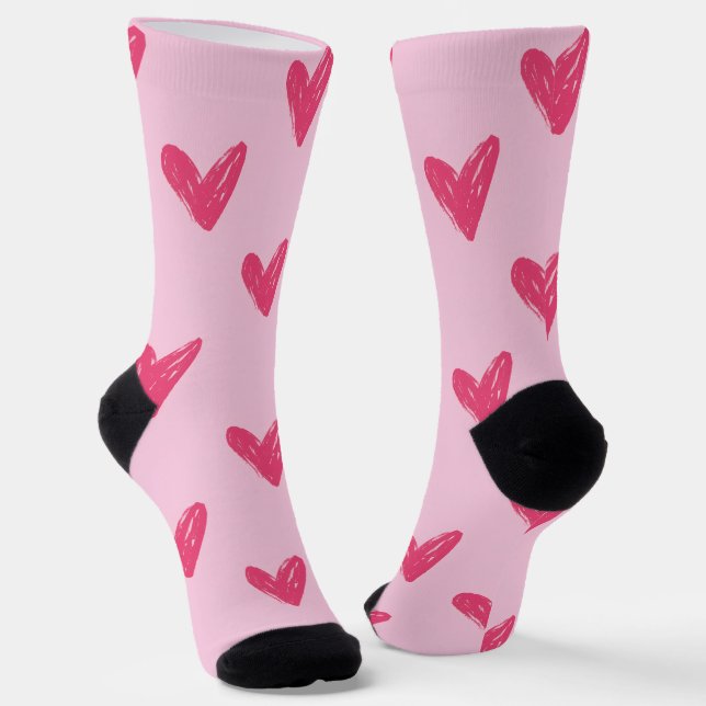 Chaussette Chaussettes de équipage à coeurs roses mignons des (Angulaire)
