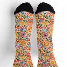 Chaussettes de équipage à motif floral coloré rétr