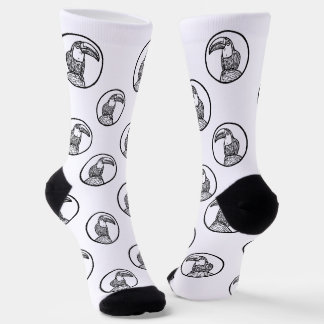 Chaussette Chaussettes de équipage de doodle de toucan noir e