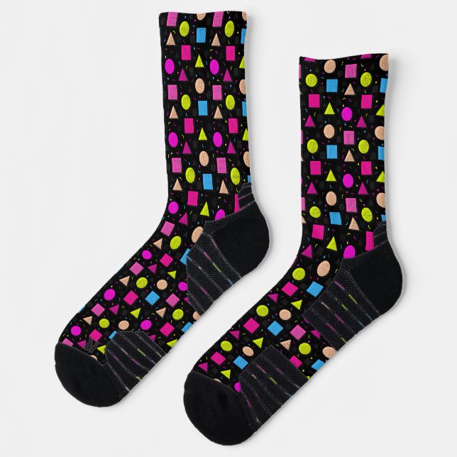 Chaussette Chaussettes de équipage de style néon rétro noir d (Gauche)