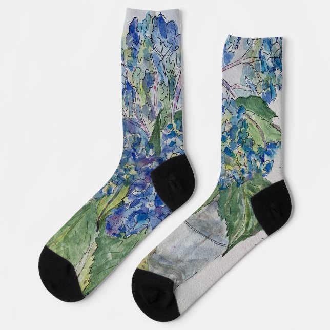 Chaussette Chaussettes de équipage d'Hydrangeas dans l'eau (Gauche)