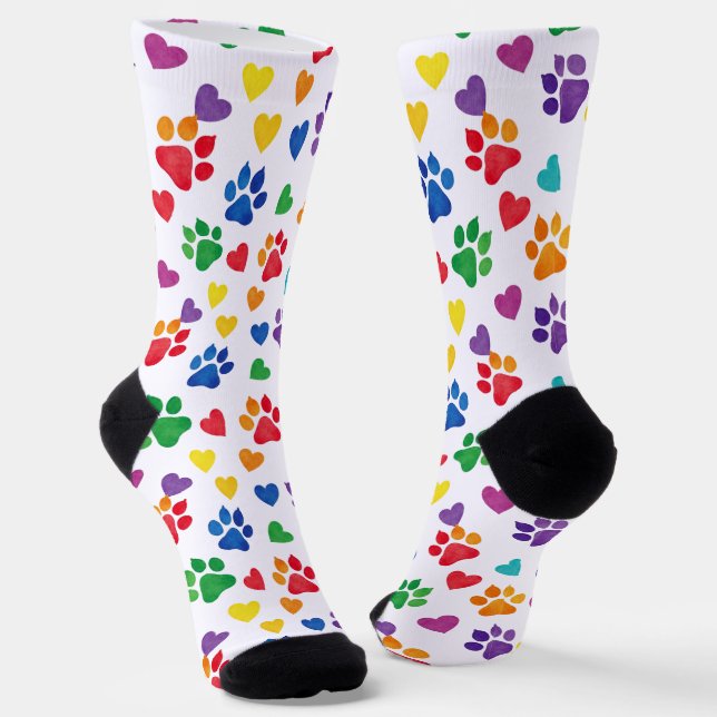 Chaussette Chaussettes de équipage Empreintes de Patte et Cœu (Angulaire)