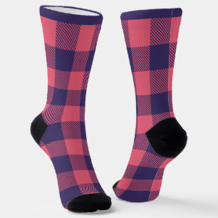 Chaussette Chaussettes de équipage rose magenta indigo plaid