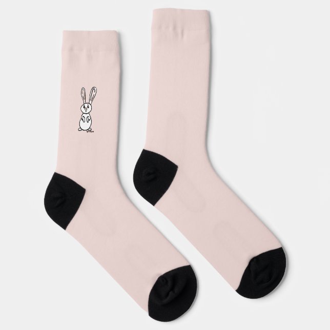 Chaussette chaussettes de équipage rose pâle de Bunny figdewd (Droite)