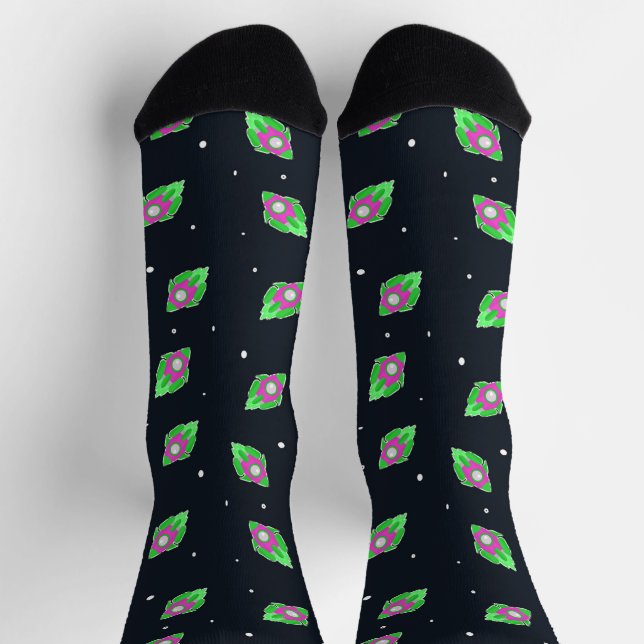 Chaussette Chaussettes de fusée pour espace rose et vert (Haut)
