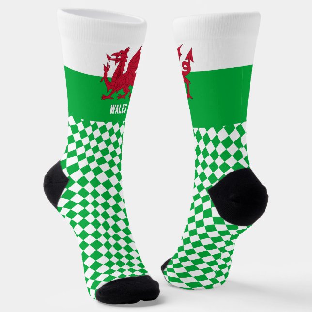 Chaussette Chaussettes de Galles, drapeau gallois, mode Cymru (Angulaire)