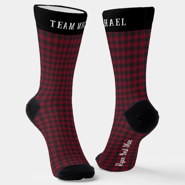Chaussette Chaussettes de garçons d'honneur à carreaux de buf (Angulaire)