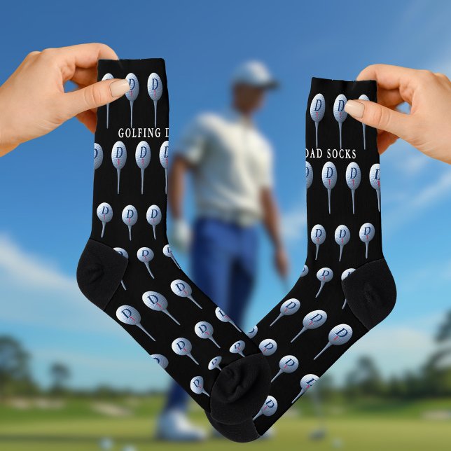 Chaussette Chaussettes de golf noires avec monogramme pour pa (Teeing off? You'll need new socks for that. Just add your initial and golf ball number)