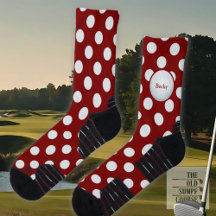 Chaussettes De Golf Rouge, Ballons De Golf Motif.