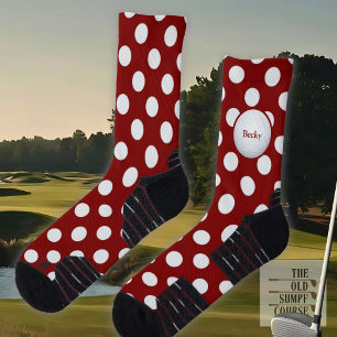 Chaussette Chaussettes De Golf Rouge, Ballons De Golf Motif. 