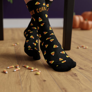 Chaussette Chaussettes de Halloween noires à motif de bonbons