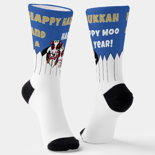Chaussette Chaussettes de Hanouka "Bonne année MOO" (Angulaire)