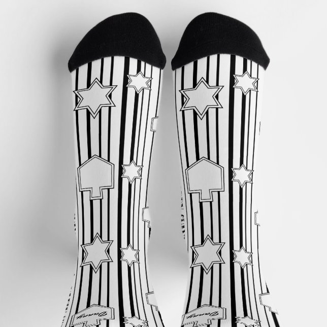 Chaussette Chaussettes de Hanukkah "Dreidels et Étoiles" (Haut)