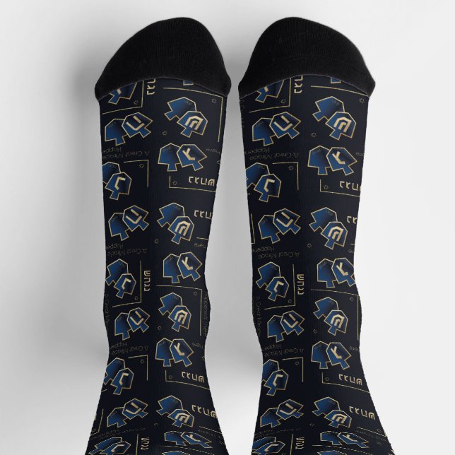 Chaussette Chaussettes de Hanukkah "Dreidels Navy" (Haut)