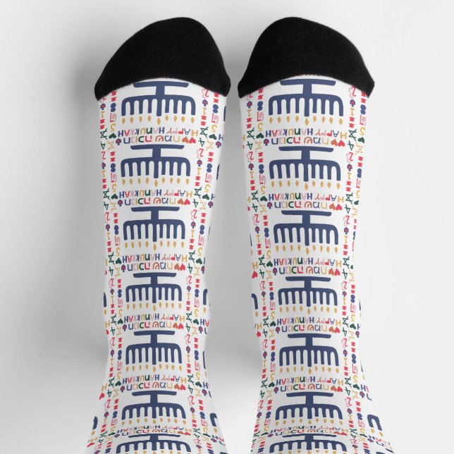 Chaussette Chaussettes de Hanukkah "Menorah Joyeux" (Haut)