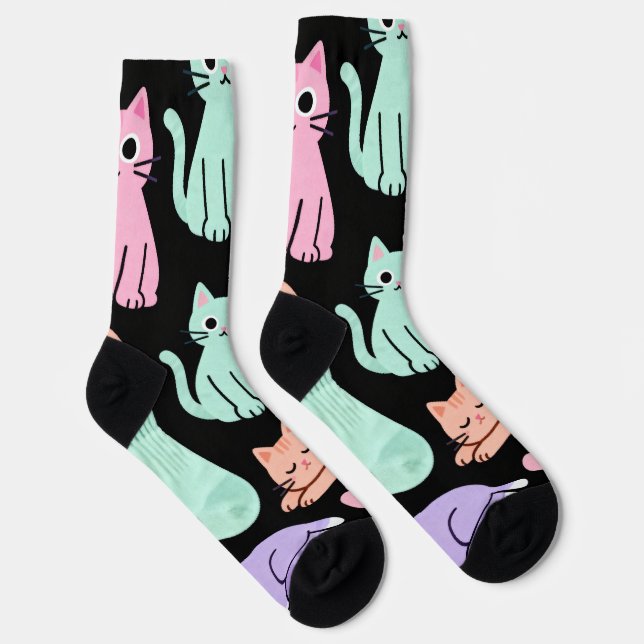 Chaussette Chaussettes de l'équipage des chats pastel mignons (Droite)