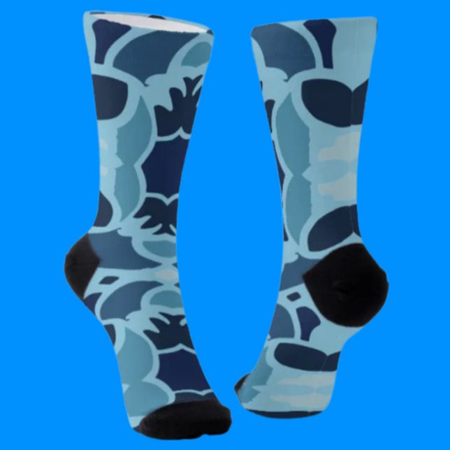 Chaussette Chaussettes de l'équipe Collage Bleu Amusant de Co (Créateur téléchargé)
