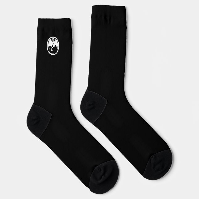 Chaussette Chaussettes de luxe noir Dragon blanc (Droite)