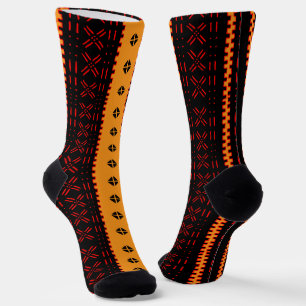 Chaussette Chaussettes de mode en mudcloth moderne noir rouge
