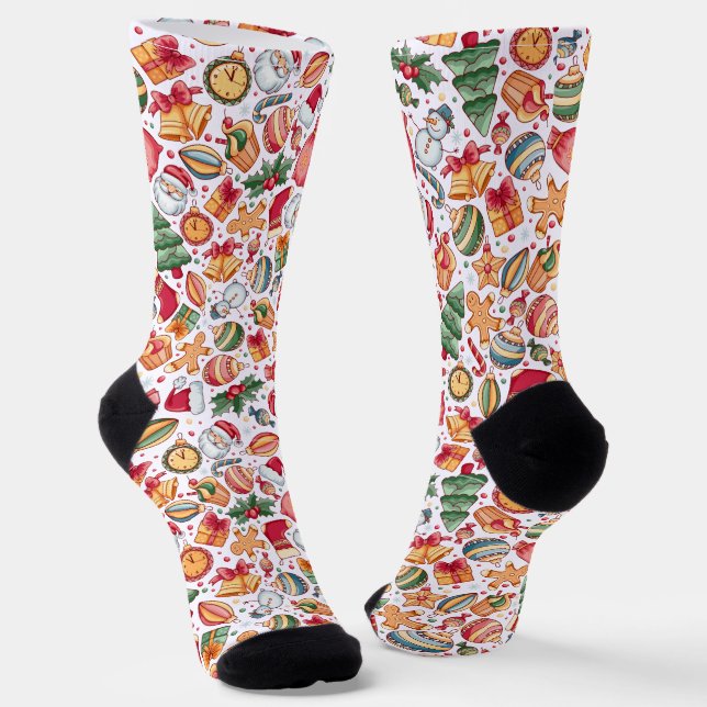 Chaussette Chaussettes de Motif de Noël de Père Noël amusante (Angulaire)