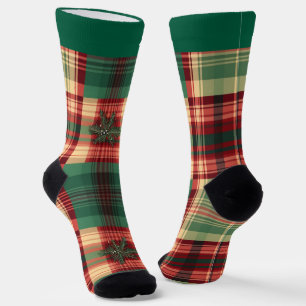 Chaussette Chaussettes de Noël à carreaux festifs avec nom