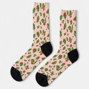 Chaussette Chaussettes de Noël à motif houx et baies