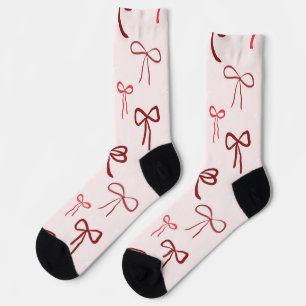 Chaussette Chaussettes de Noël à nœud rouge rose